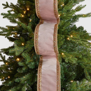 Pink Velvet & Gold Pearl Christmas Ribbon - ironyhome