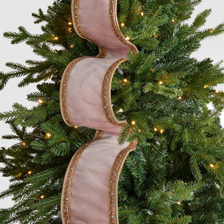 Pink Velvet & Gold Pearl Christmas Ribbon - ironyhome