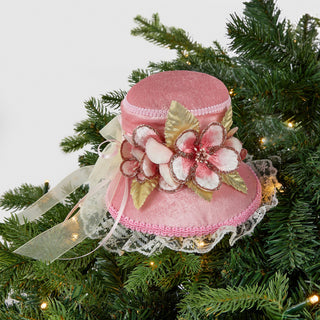 Pink Vintage Hat Ornament - Set of 2 - ironyhome