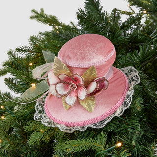 Pink Vintage Hat Ornament - Set of 2 - ironyhome