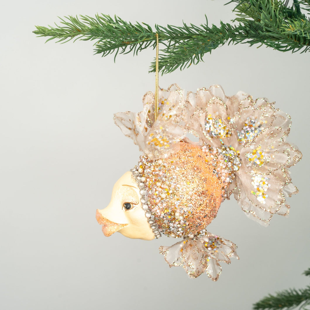 Platinum Coral Golden Fish Ornament - Set of 2 - ironyhome