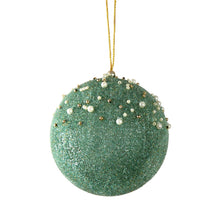 Platinum Glitter Gilded Ball Ornament in Aqua - Set of 6 - ironyhome