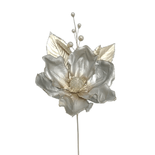 Platinum Magnolia Stem Christmas Tree Pick - ironyhome