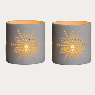 Porcelain Candle Holder with Snowflake - ironyhome