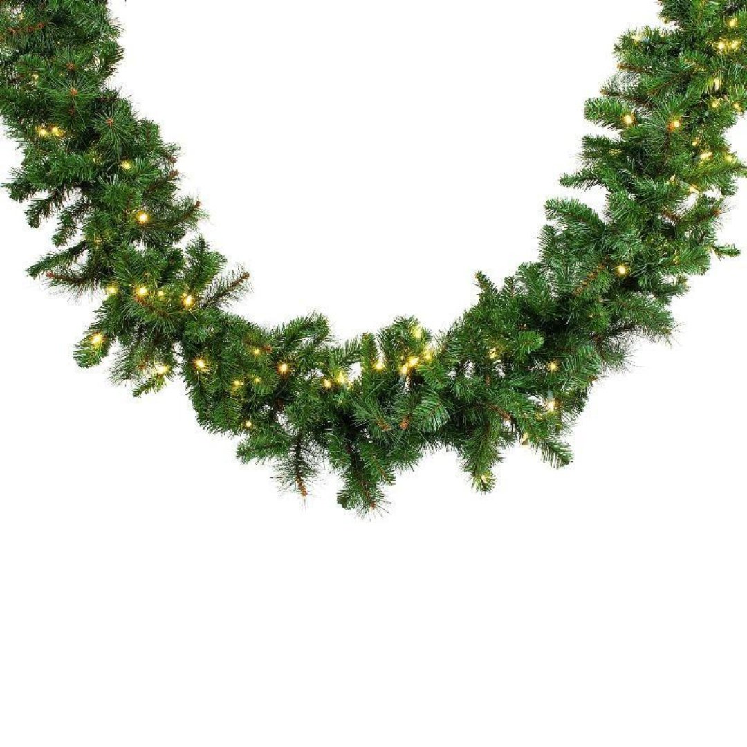 Pre-lit Green Garland with Mixed Tips