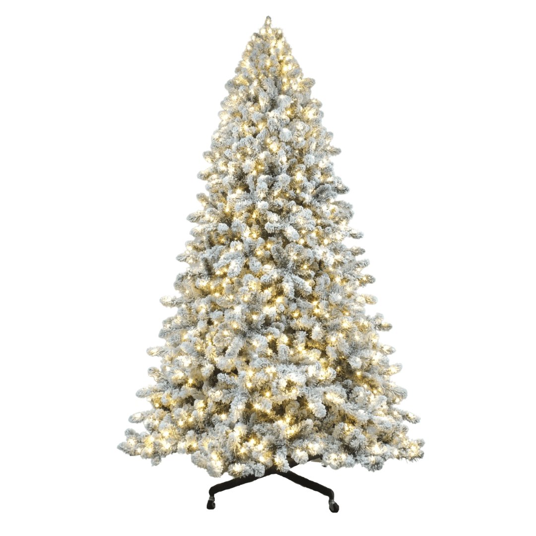 Pre-Lit Olympia Pine Flocked Tree with LED lights & Wheels