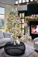 Pre-Lit Olympia Flocked Tree with LED lights & Wheels - ironyhome