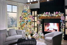 Pre-Lit Olympia Flocked Tree with LED lights & Wheels - ironyhome