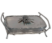 Rectangular Glass Tray With Antique Rose Metal Base And Lid - ironyhome