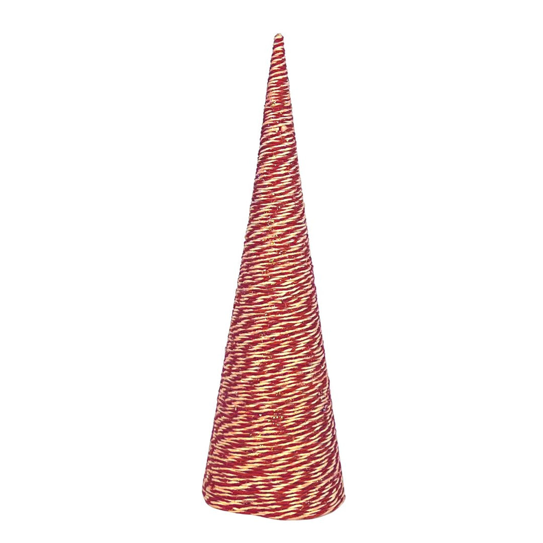 Red and White Abaca Cone Table Top - ironyhome