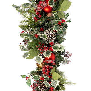 Red Ball and Red Berry Bannister Garland - ironyhome