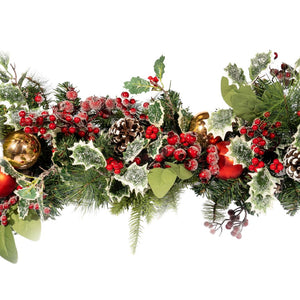 Red Ball and Red Berry Bannister Garland