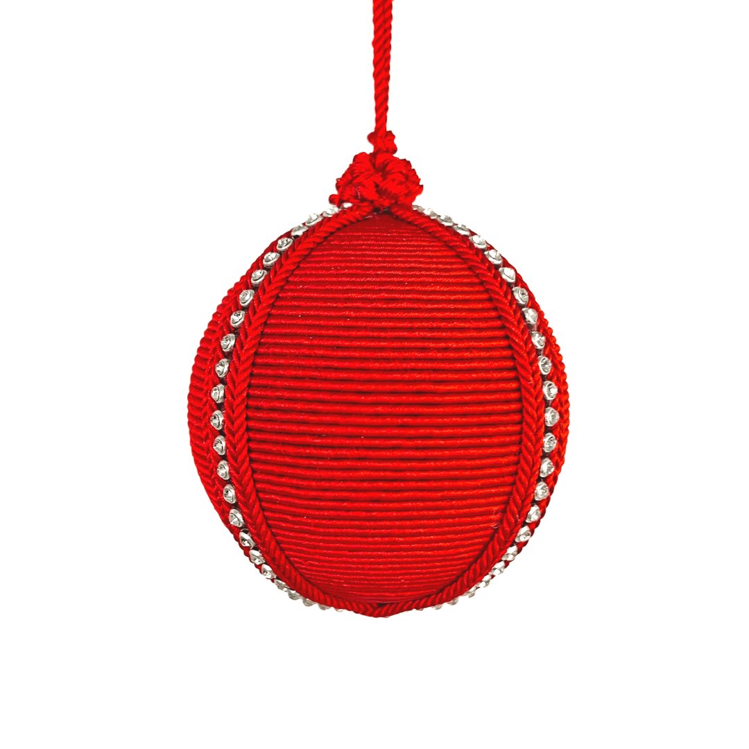 Red Ball Ornament with Crystal Rhinestones