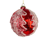Red Ball Ornament with White Motifs - Set of 6 - ironyhome