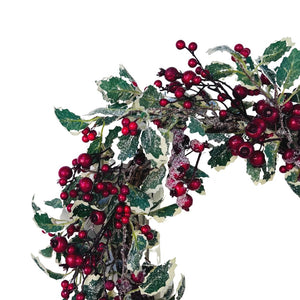 Red Berry and Holly Leaf Wreath