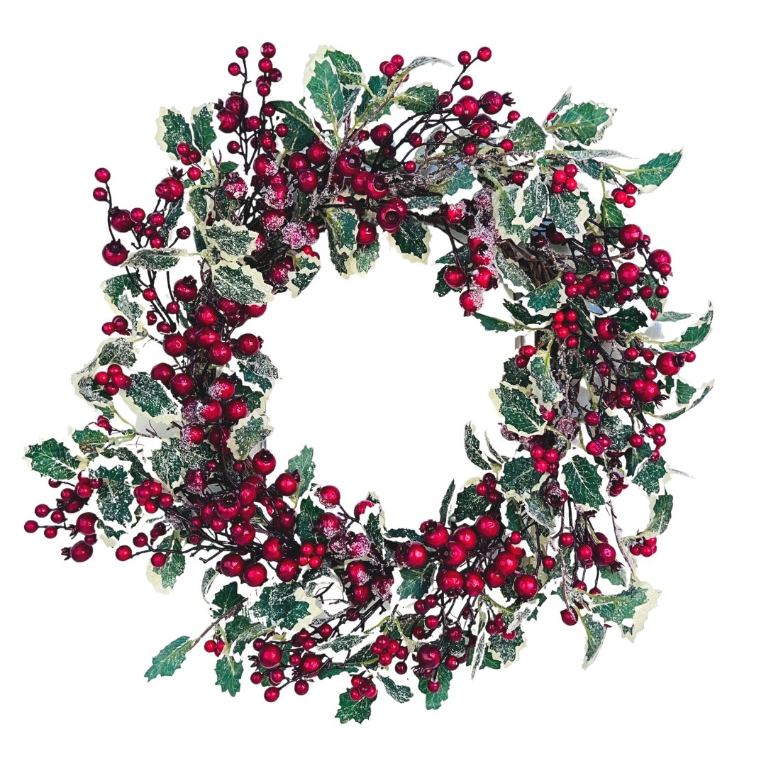 Red Berry and Holly Leaf Wreath