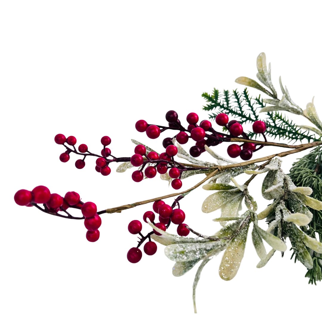 Red Berry, Mistletoe, and Pine Tree Pick