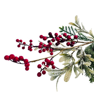 Red Berry, Mistletoe, and Pine Tree Pick