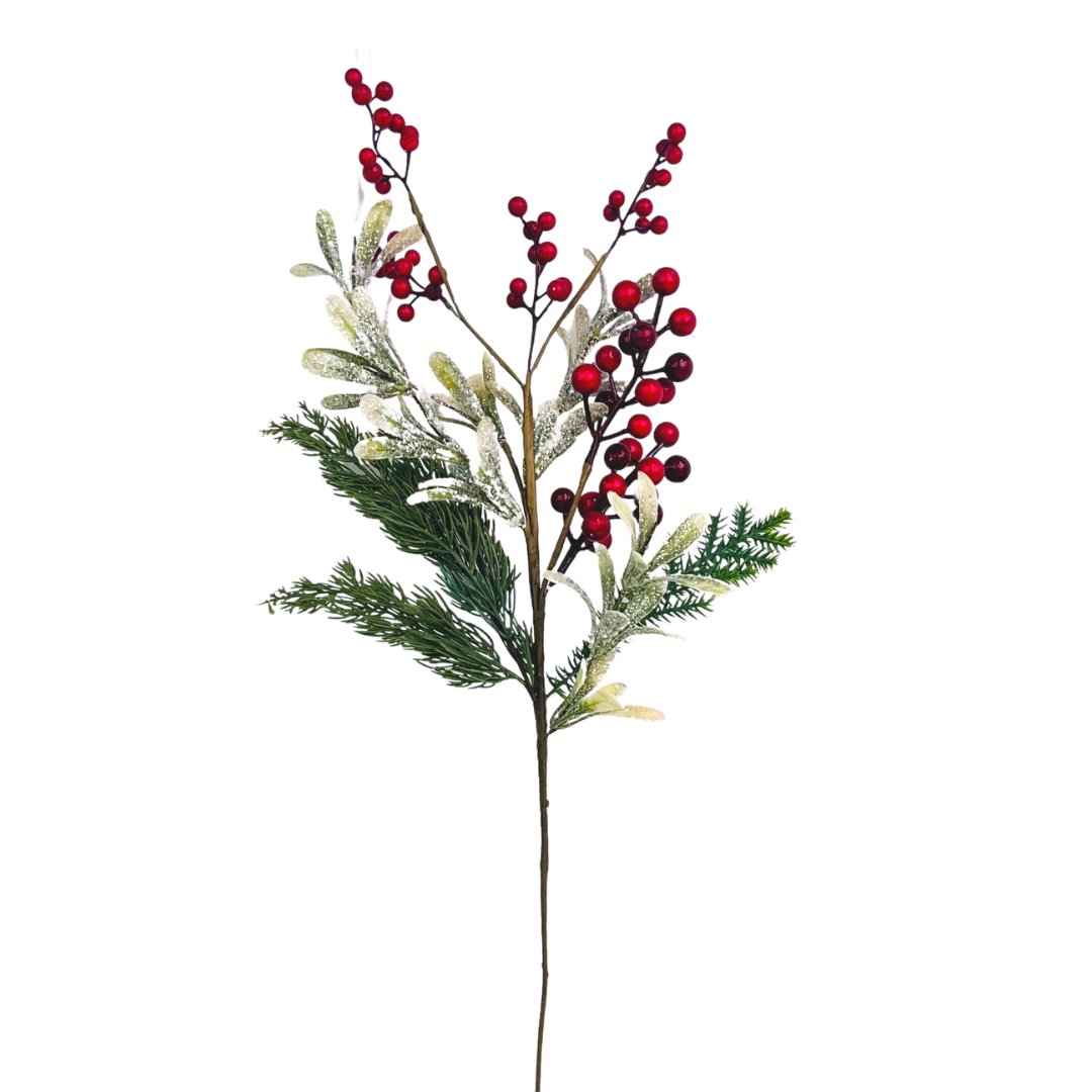 Red Berry, Mistletoe, and Pine Tree Pick