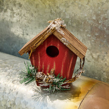 Red Bird House Ornament with Pine Cones - Set of 6 - ironyhome