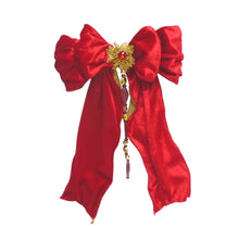 Red Bow Clip-On Ornament with Antique Gold Beads - Set of 4 - ironyhome