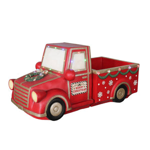 Red Christmas Truck Decoration with LED Lights and Music - ironyhome