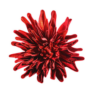 Red Dahlia Flower Ornament with Glitter - Set of 4 - ironyhome