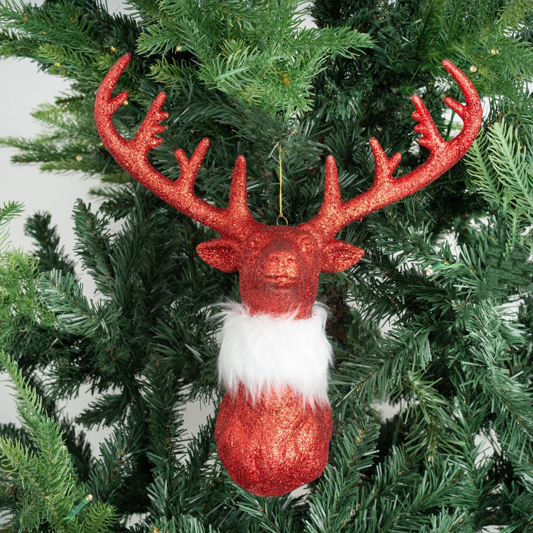 Red Deer Glitter Ornament - Set of 4 - ironyhome