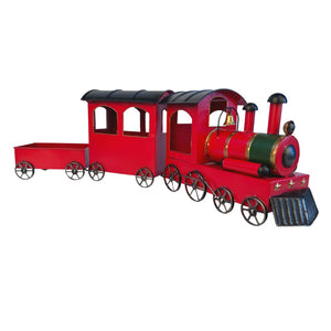 Red Festive Train Display with 3 Wagons