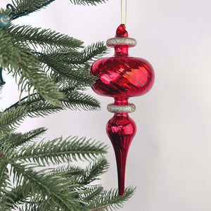 Red Finial Glass Ornament - Set of 4 - ironyhome