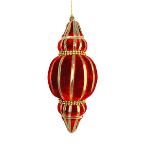Red Finial Ornament with Gold Lining - Set of 6 - ironyhome