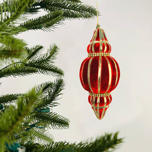 Red Finial Ornament with Gold Lining