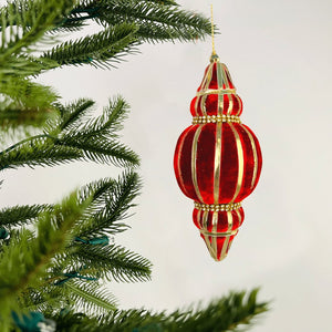 Red Finial Ornament with Gold Lining - Set of 6 - ironyhome