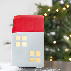 Red Glazed Porcelain Christmas House Table Top