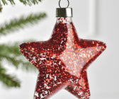 Red Glitter Gilded Star Ornament - Set of 6 - ironyhome