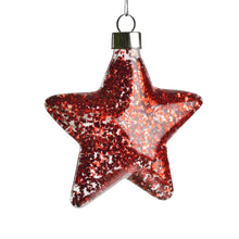 Red Glitter Gilded Star Ornament - Set of 6 - ironyhome