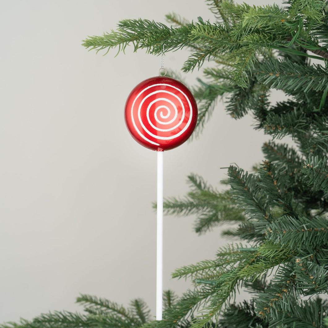 Red Glitter & Matte Lollipop Ornament - Set of 4 - ironyhome