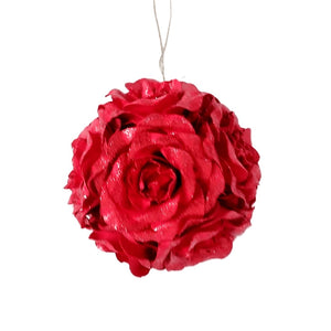 Red Glitter Rose Flower Ornament - Set of 4 - ironyhome