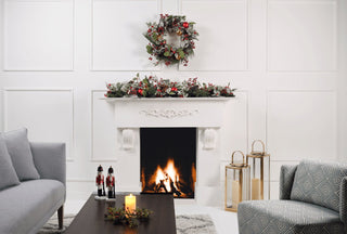 Red & Gold Ball Christmas Wreath with Red Berries - ironyhome