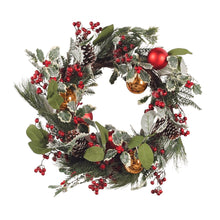Red & Gold Ball Christmas Wreath with Red Berries - ironyhome