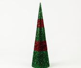 Red & Green Glittered Cone Tree Table Top - ironyhome