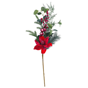 Red Magnolia and Frosted Winterberry Tree Pick