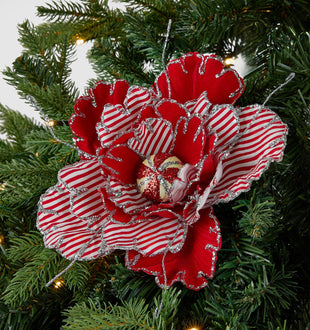 Red Peony Clip-on Flower Ornament - Set of 4 - ironyhome