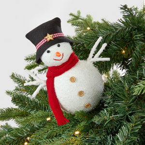 Red Scarf Snowman Tree Pick in White