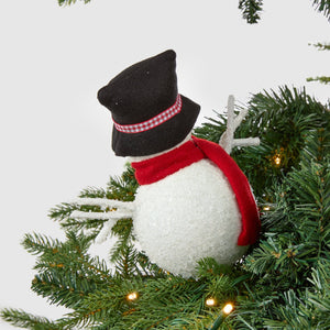 Red Scarf Snowman Tree Pick in White