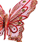 Red Sheer Glitter Clip-on Butterfly Ornament - Set of 4 - ironyhome