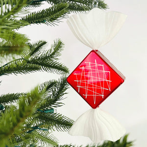 Red Toffee Ornament with White Glitter - ironyhome
