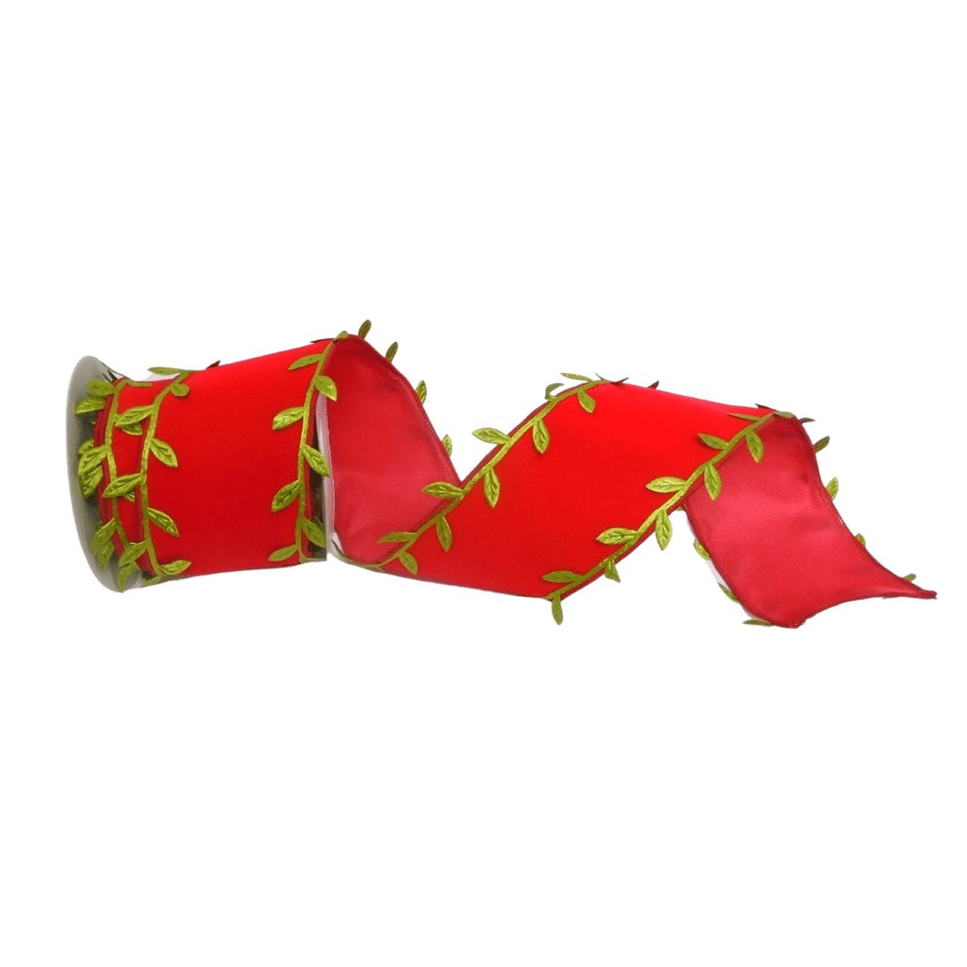 Red Tree Ribbon with Olive Leaf Detailing - ironyhome