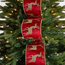 Red Velvet & Gold Reindeer Christmas Ribbon - ironyhome