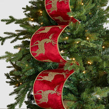 Red Velvet & Gold Reindeer Christmas Ribbon - ironyhome